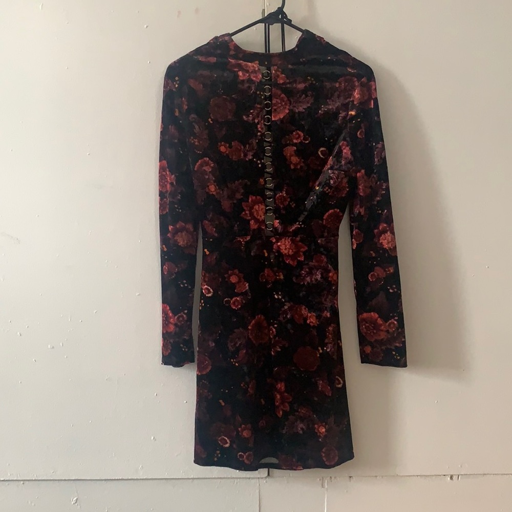 Velvet black, magenta dress. Brand:Topshop. Size:6